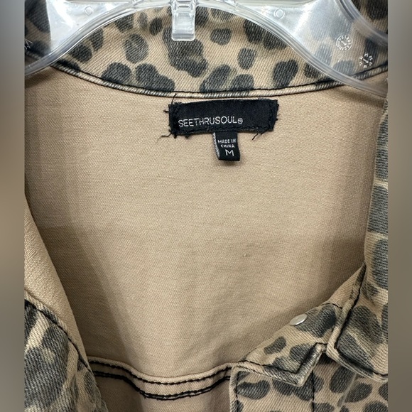 See Thru Soul Cheetah Jean Jacket, Size M - Picture 3 of 7